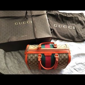 !Flash sale!Authentic GUCCI web GG Boston Bag